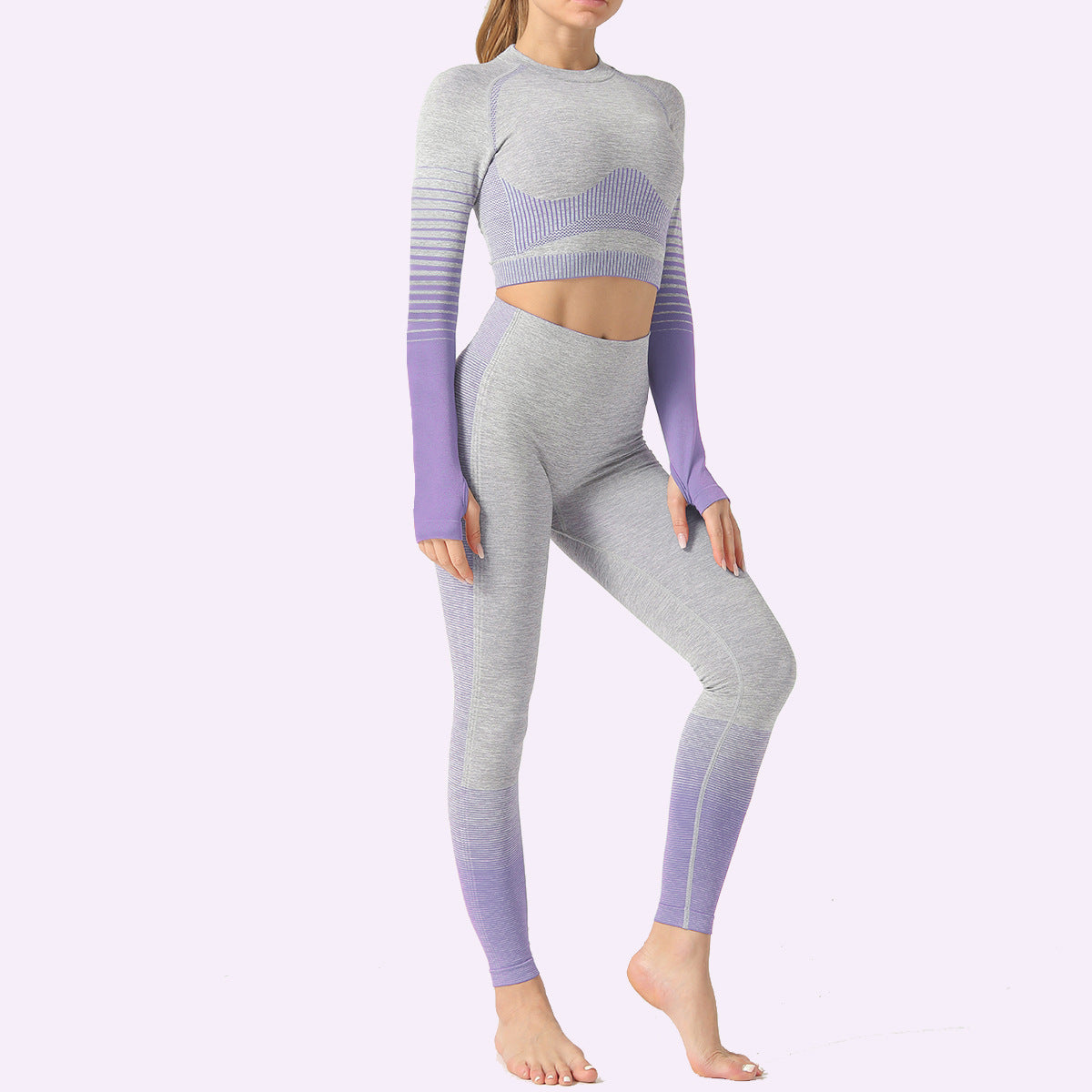 Yoga suit striped running breathable seamless