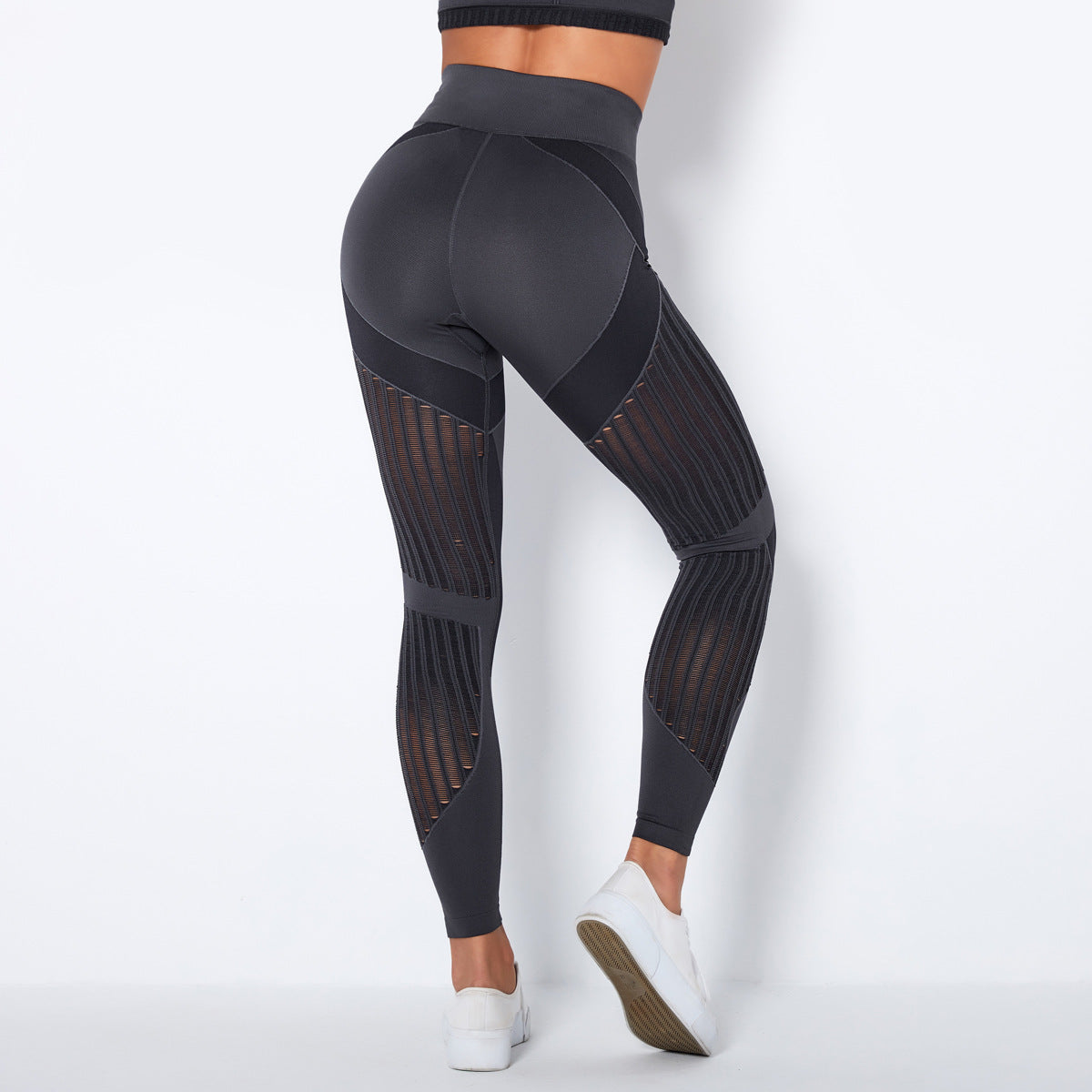 Seamless Mesh Knit Yoga Leggings High-Waist Hip-Lifting Sports Fitness