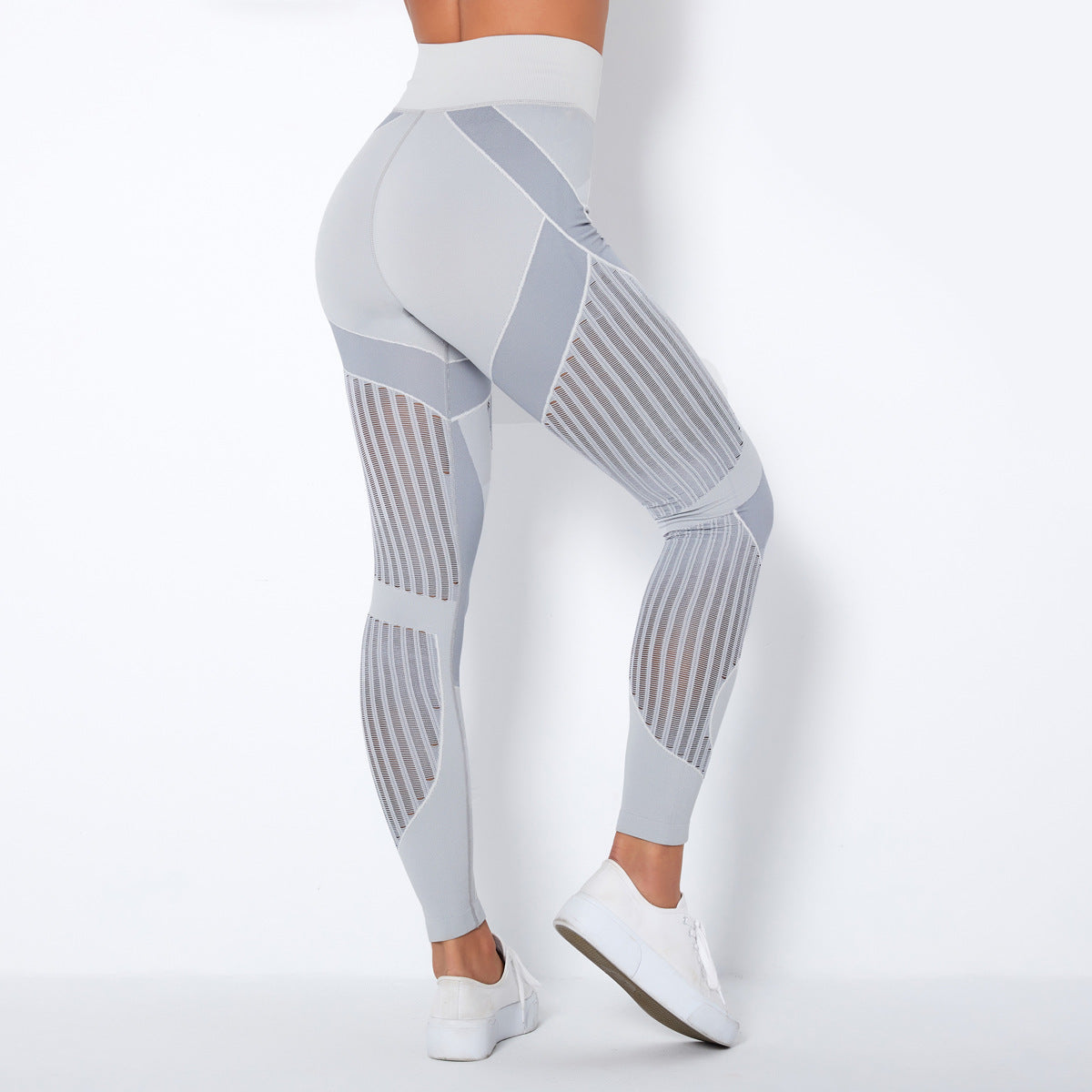 Seamless Mesh Knit Yoga Leggings High-Waist Hip-Lifting Sports Fitness