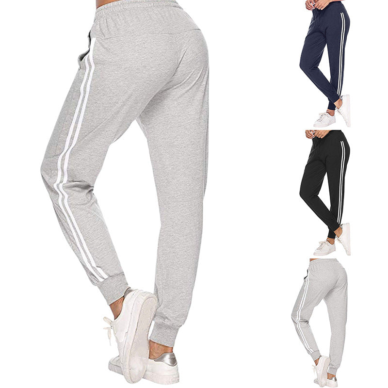 White-Trimmed Two-Bar Sports Leggings