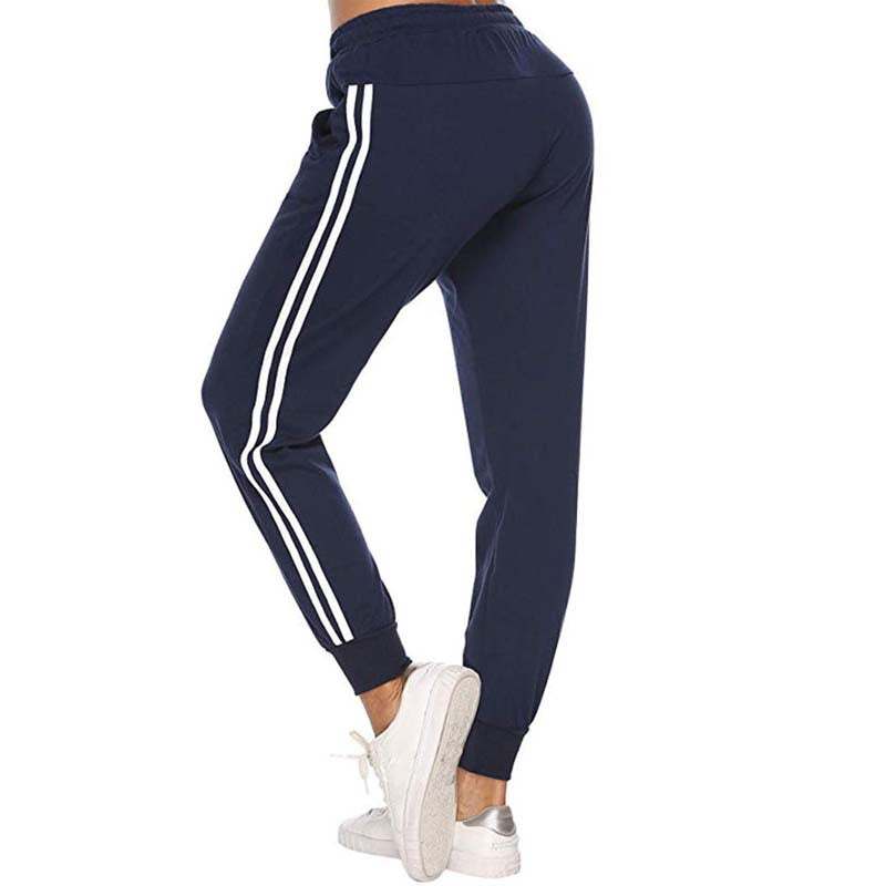 White-Trimmed Two-Bar Sports Leggings