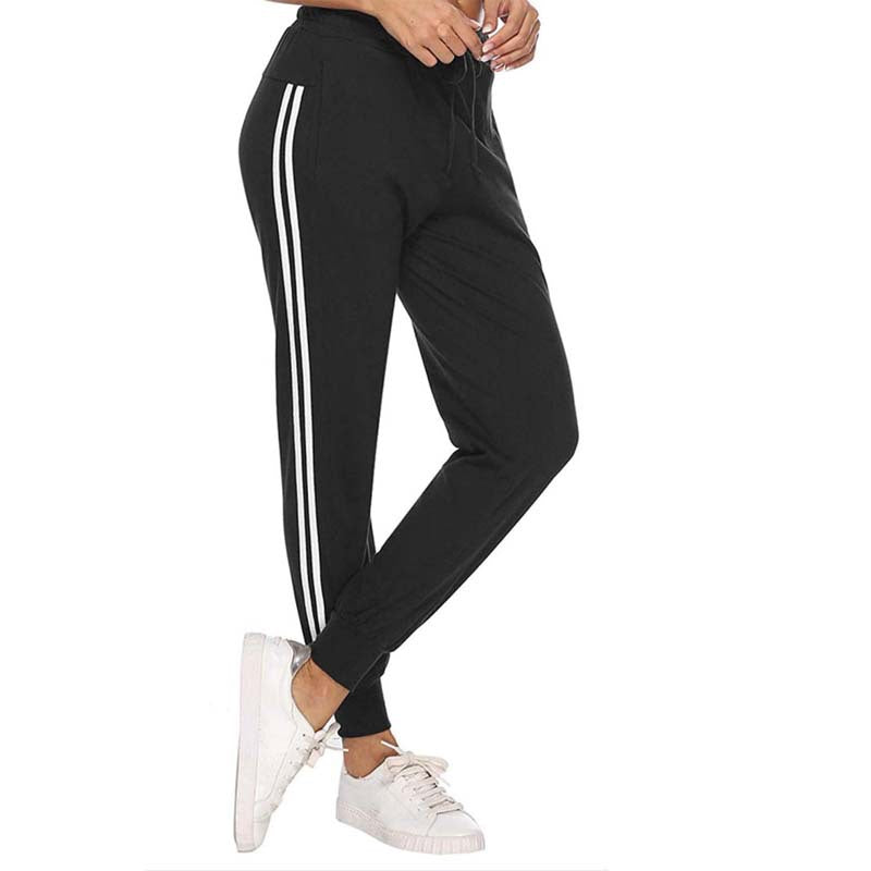 White-Trimmed Two-Bar Sports Leggings