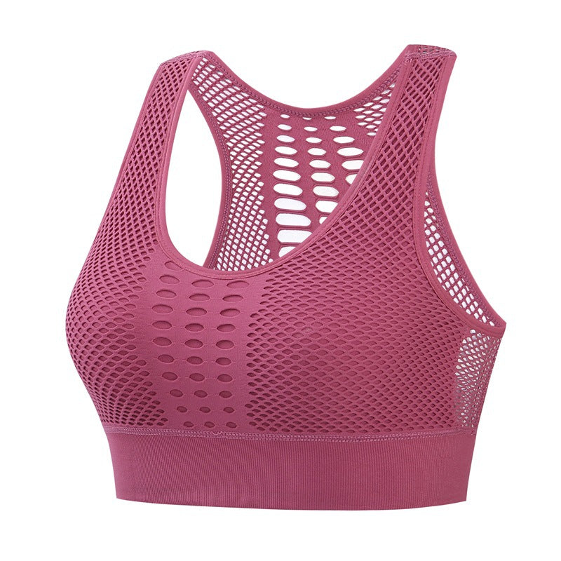 Womens Sports Bra Sexy Breathable Mesh Sports Top