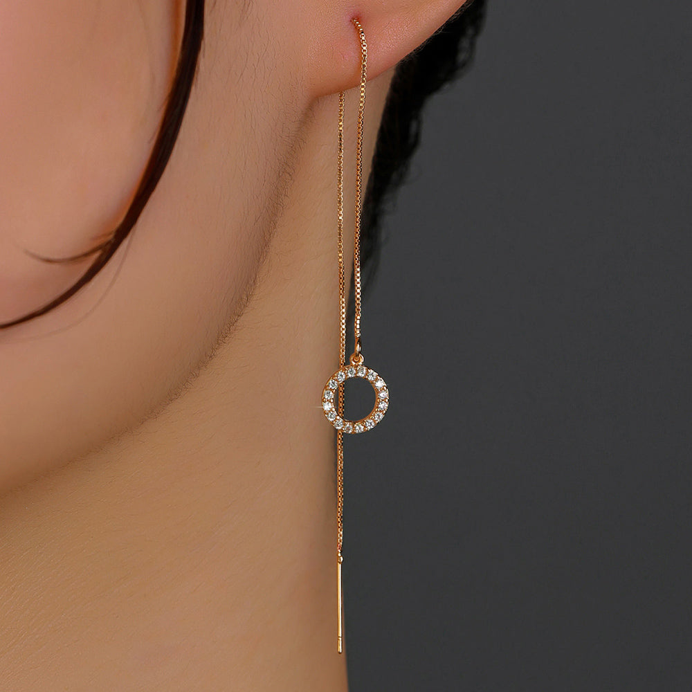 Gold Circle Long Tassel Ear Wire