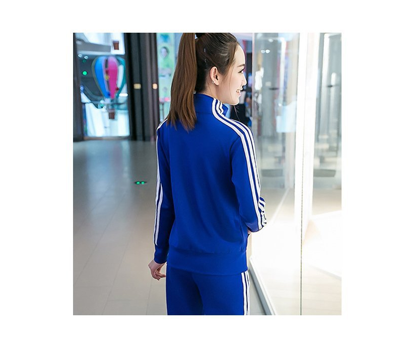 Spring and Autumn New Korean Fashion Running Sportswear Set Collar Three Bars Two Piece Set