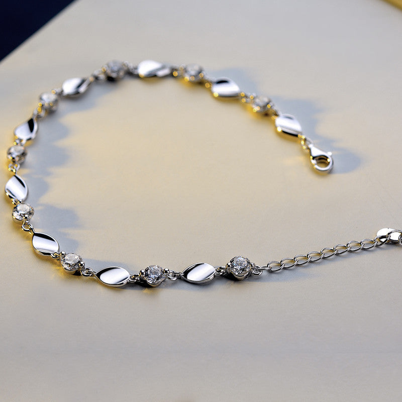 Diamond-Encrusted 925 Sterling Silver Bracelet