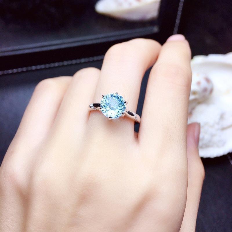 Natural Fireworks Cutter Sky Blue Topaz Ring