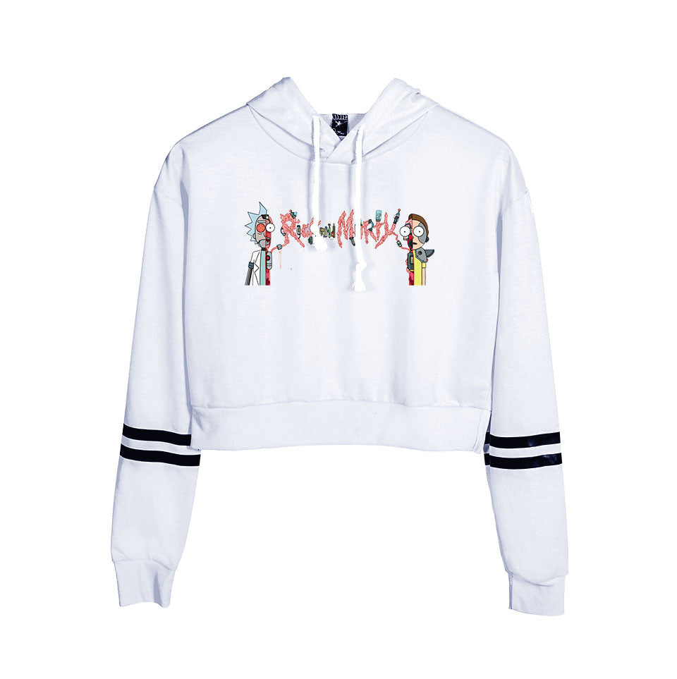 Printed Korean High-waisted Sportswear Hooded Sweater