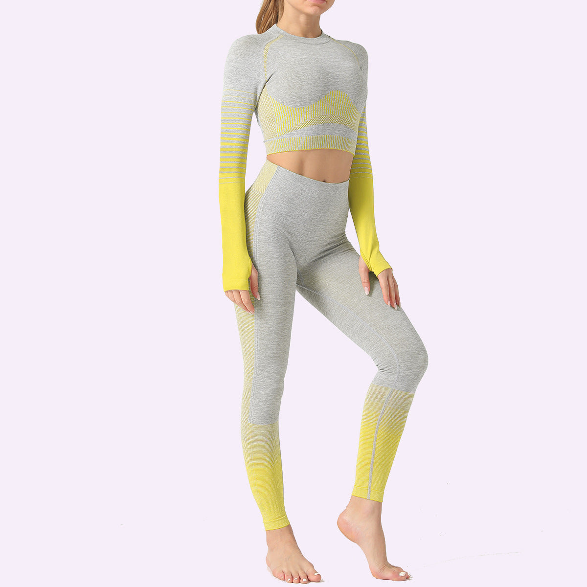 Yoga suit striped running breathable seamless