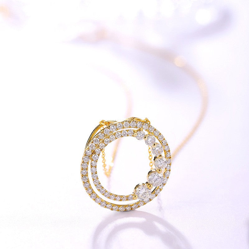 18K Gold Rose Diamond Necklace Round