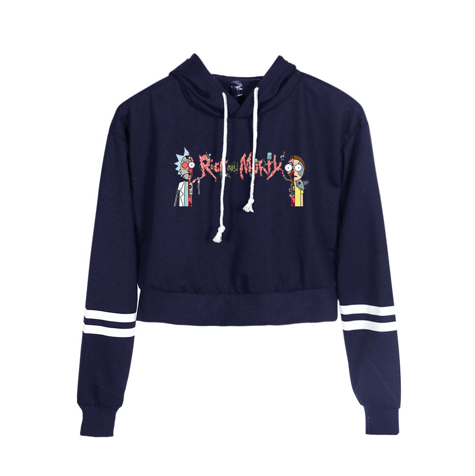 Printed Korean High-waisted Sportswear Hooded Sweater