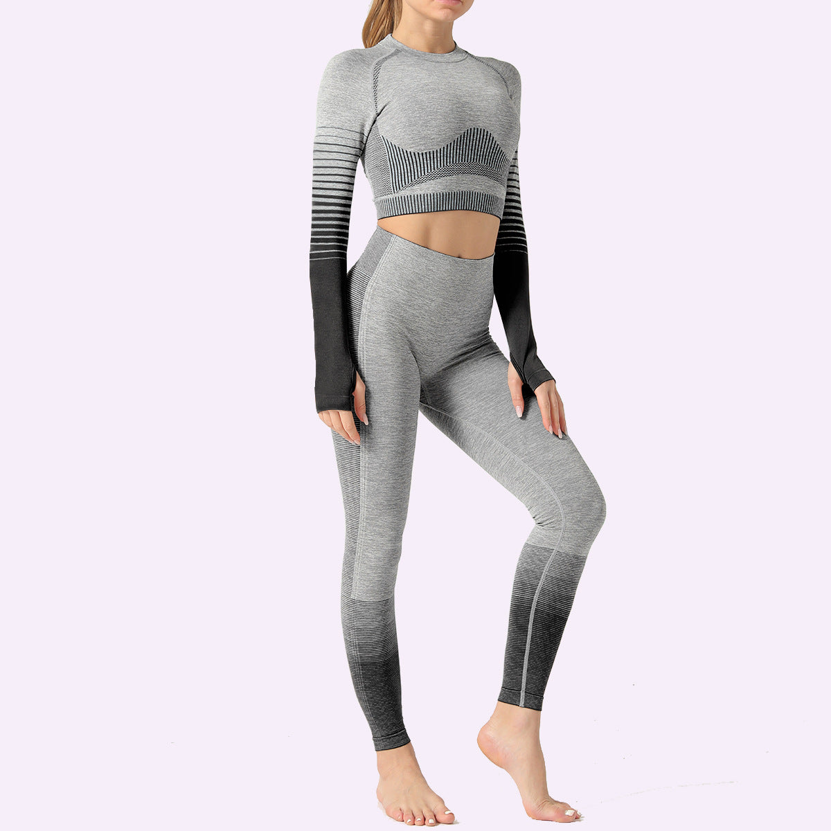 Yoga suit striped running breathable seamless