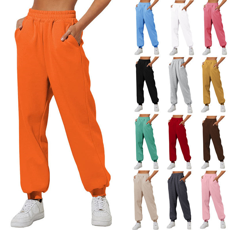 Women's Trousers With Pockets High Waist Loose Joggers - Casual Sports Pants