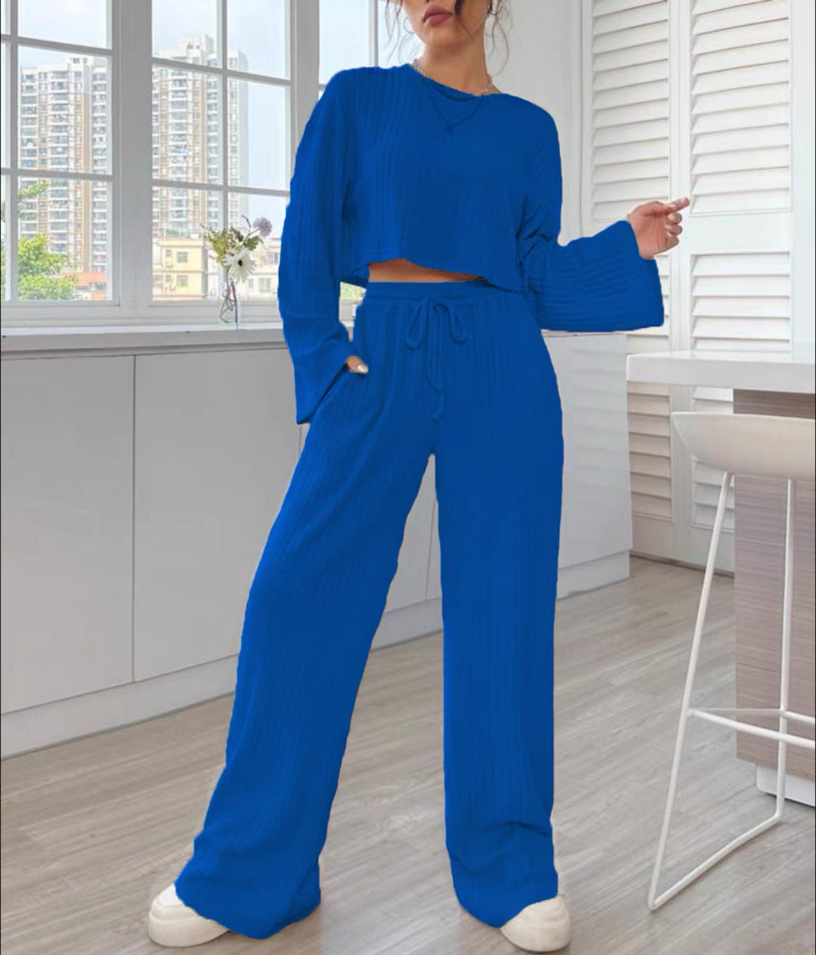 Casual Homewear Knitted Long Sleeve Women's Suit