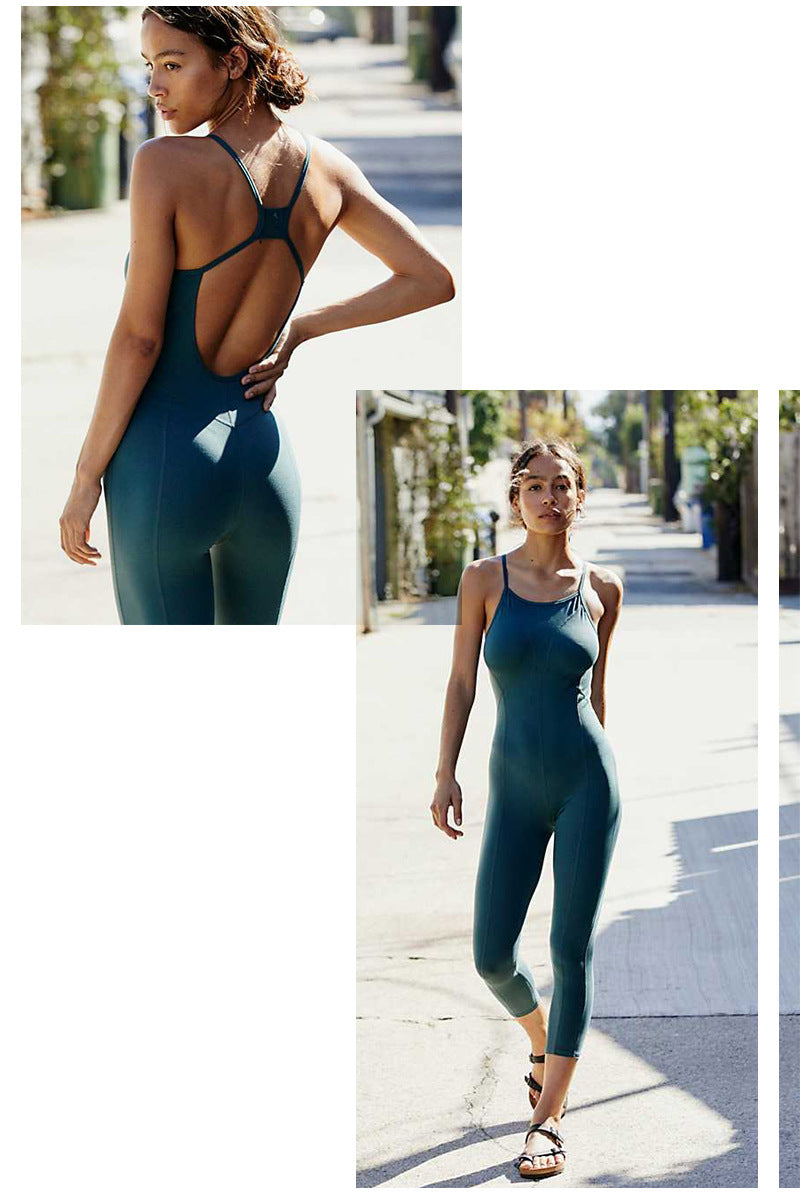 Yoga Jumpsuit Women Sport Suit Gym Fitness Clothes Tight Breathable Set