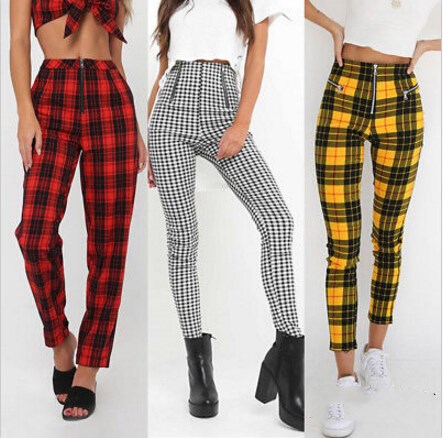 High Waist Plaid Leggings Pants