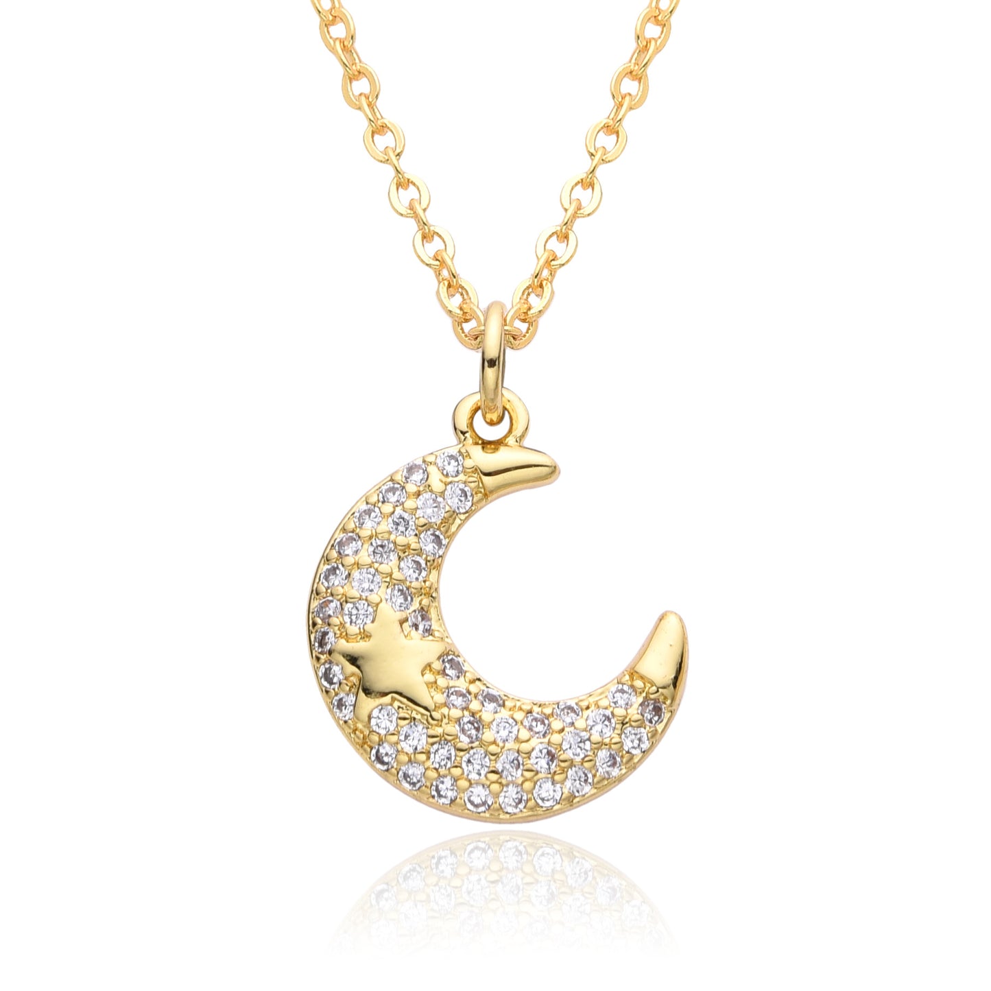 Micro-inlaid Moon Full Diamond Necklace Female