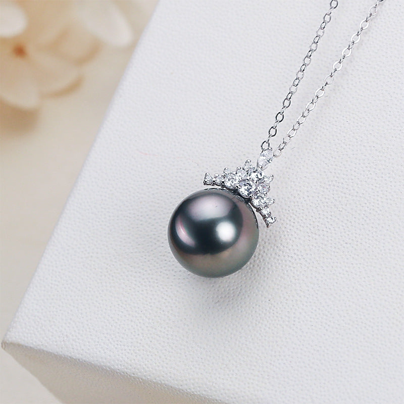 Black Pearl 18K Gold Pendant S925 Silver Necklace