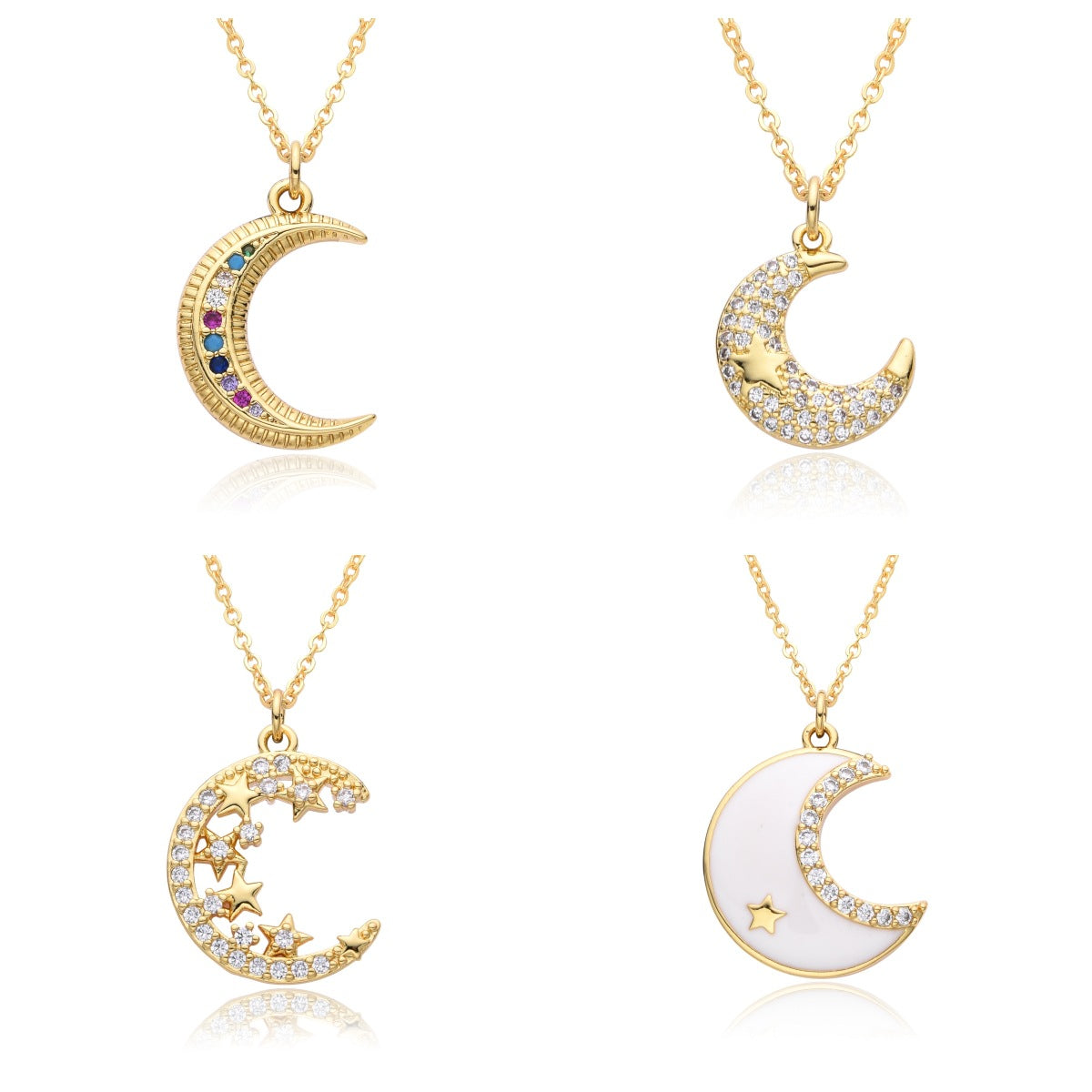 Micro-inlaid Moon Full Diamond Necklace Female