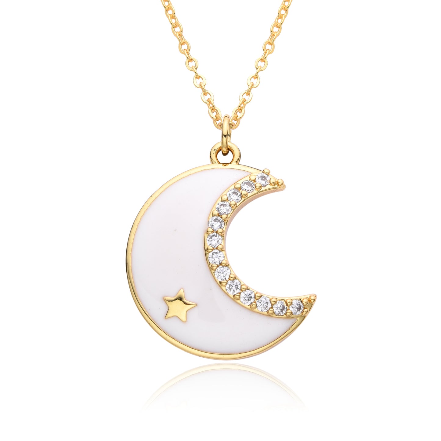 Micro-inlaid Moon Full Diamond Necklace Female