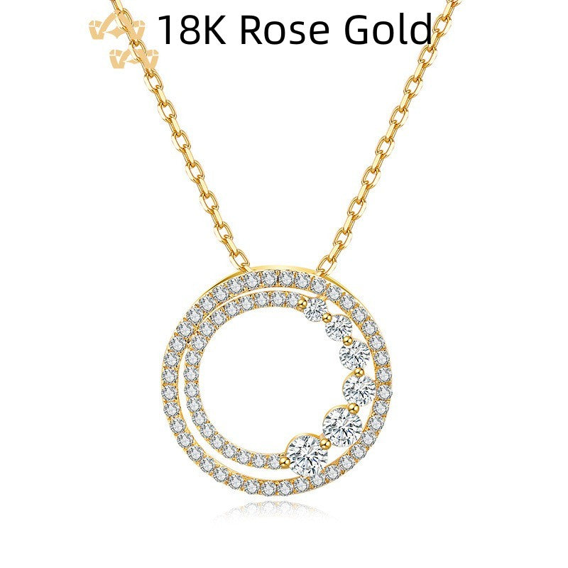 18K Gold Rose Diamond Necklace Round