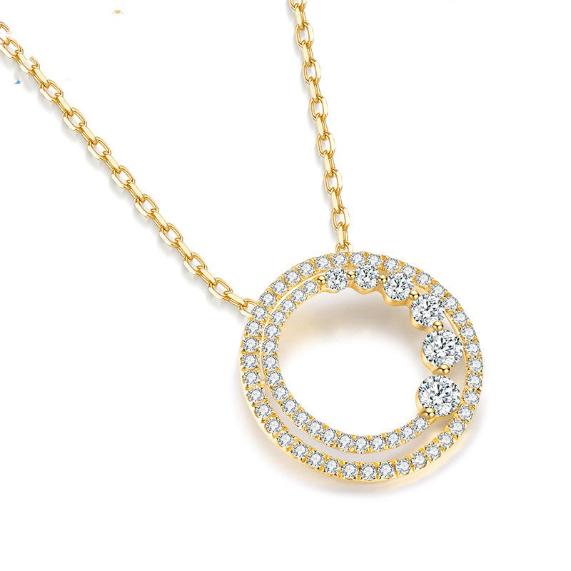 18K Gold Rose Diamond Necklace Round