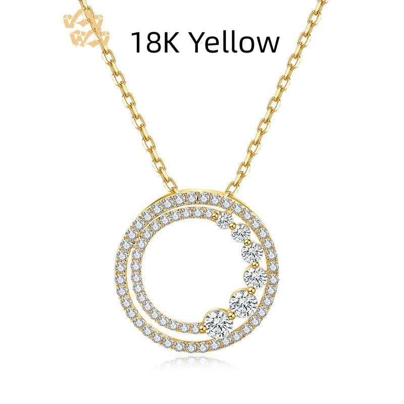 18K Gold Rose Diamond Necklace Round